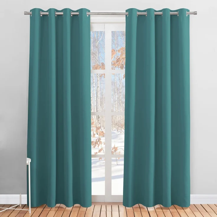 PONY DANCE Abdunkelnde Vorhänge Wohnzimmer Thermogardinen Kälteschutz | 2er Set 200cm Lang, Tealblau, Gardinen Verdunkelung, Sichtschutz, UV-Schutz, mit Ösen, für Schlafzimmer Kinderzimmer Büro
