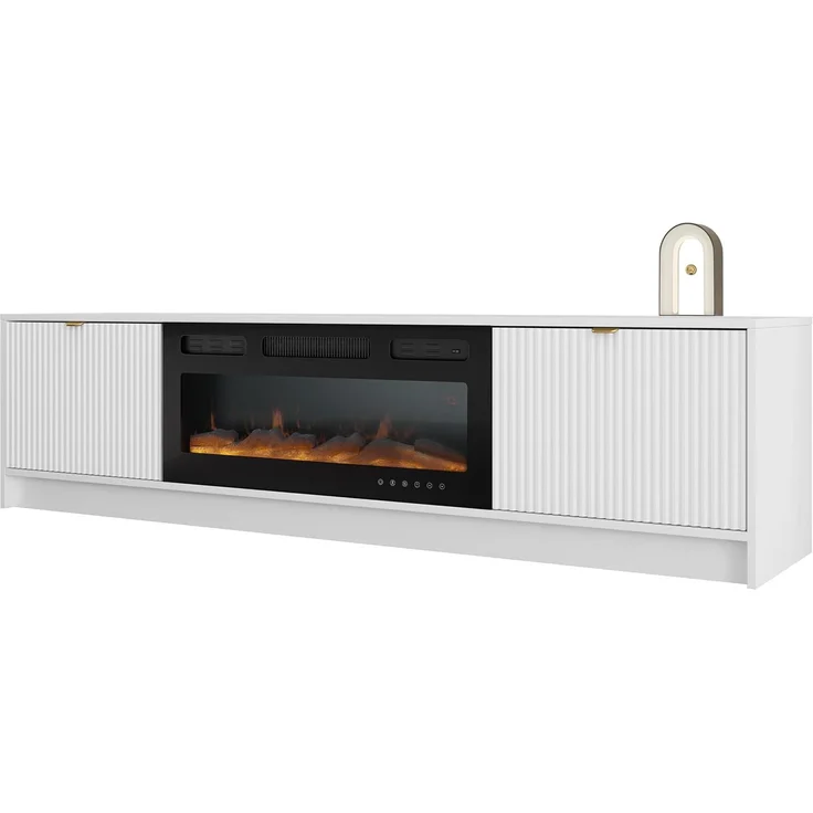 Mirjan24 'Tireno EF' TV-Lowboard mit elektrischem Kamin, Holz weiß, 48 x 40 x 182 cm – Bild 1