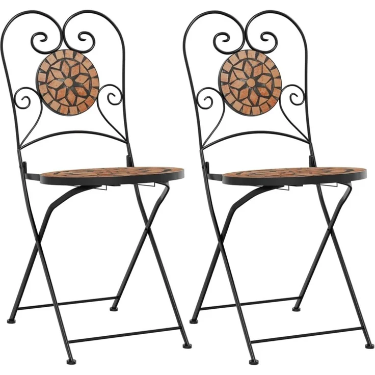 vidaXL Bistrostühle 2 Stk. Klappbar Terracottarot Keramik 4003403 – Bild 1