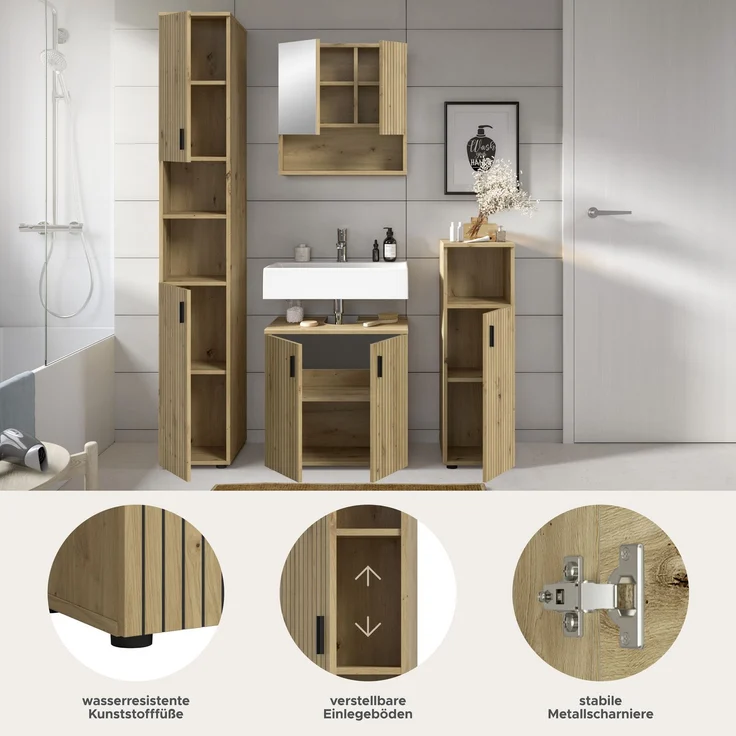 Badkombination B/H/T: 150x192x30 cm in Artisan Oak Nachbildung und -- – Bild 7