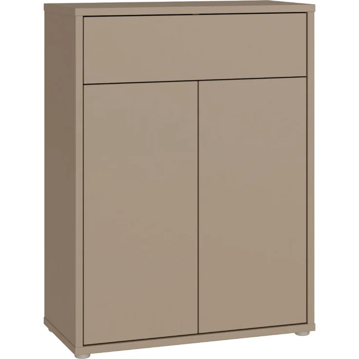 Forte Alice Springs Schuhschrank 70 80, modern-minimalistisch, 2-türig, 1 Schublade, Holzwerkstoff, Taupe, 74,5 cm breit x 99,1 cm hoch x 34,9 cm tief