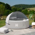 HOME DELUXE Outdoor-Whirlpool 'Splash', Ø 208 cm, für 6 Personen, inkl. Kissen, Getränkehalter & Sonnendach, grau