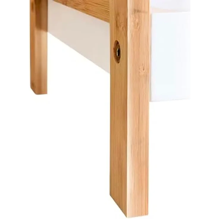 Avilia Regal aus weißem Bambus mit 3 Einlegeböden, platzsparend, multifunktional, für Badezimmer, Küche, Schlafzimmer, 36 x 33 x 80 cm, Elegantes Design – Bild 7