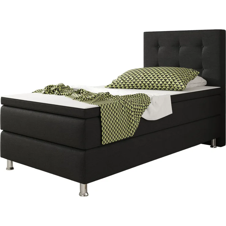 Inter Boxspringbett Köln Webstoff Schwarz 90x200 cm