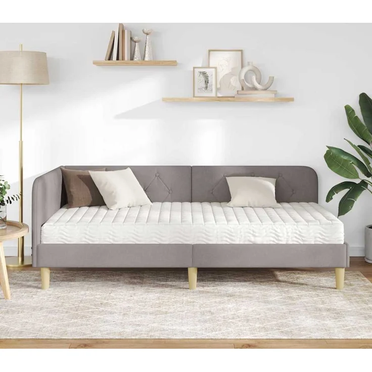 vidaXL Eckbettgestell Taupe 90 x 200 cm Stoff 3394122 – Bild 3