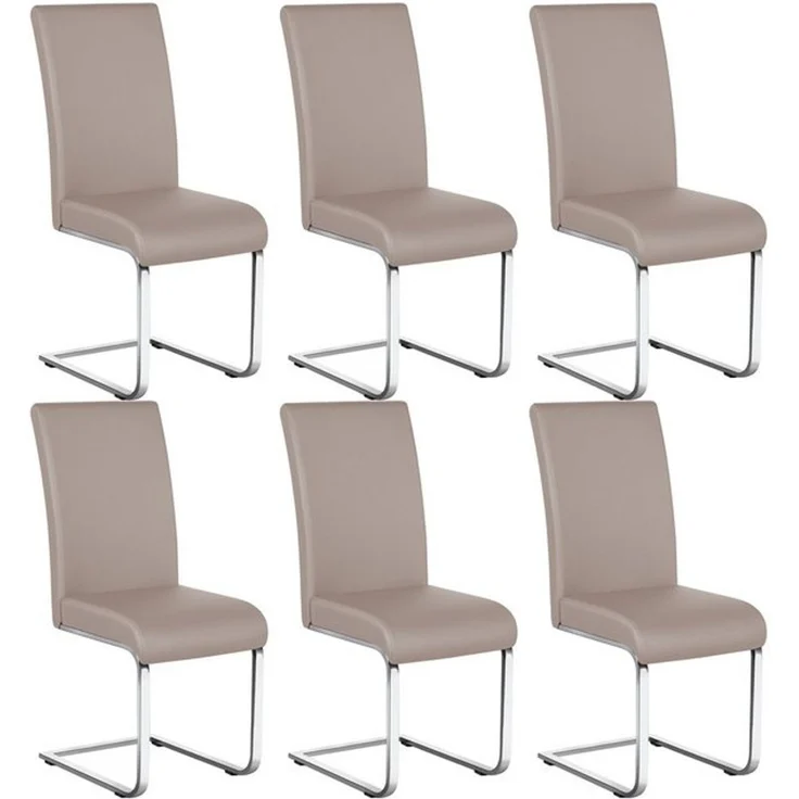 Yaheetech 6er-Set Freischwinger, Kunstleder, Hellbraun, 41,5 x 55 x 103 cm – Bild 4