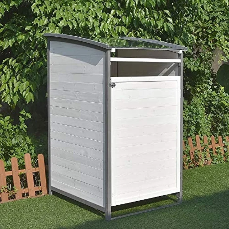 Mülltonnenverkleidung grau Einzelbox 2x 120L oder 240L Gartenbox Zinkdach – Bild 6