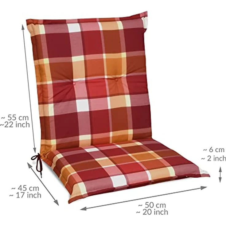 6er Set Beautissu Niedriglehner Auflage Sunny 100 x 50 x 6 cm Rot – Bild 4