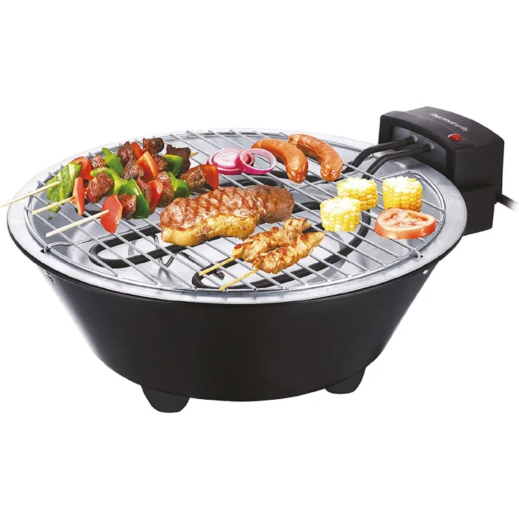 Melchioni Family elektrischer Tischgrill BBQ1, 1250W, Kompakter Grill für schnelle Mahlzeiten, 17x40x33cm