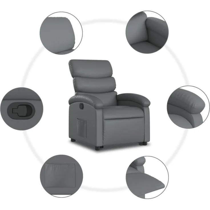 vidaXL Relaxsessel mit Aufstehhilfe Grau Kunstleder 3204043 – Bild 7