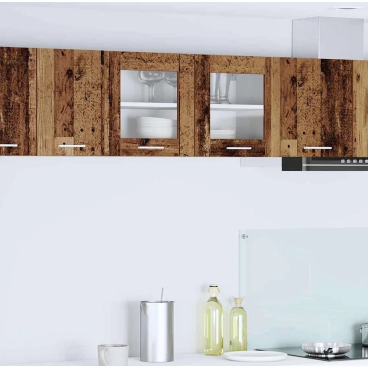 Küchen-Hängeschrank, Wandschrank Altes Holz und Weiß 80 x 31 x 40 cm Holzwerkstoff – Bild 1