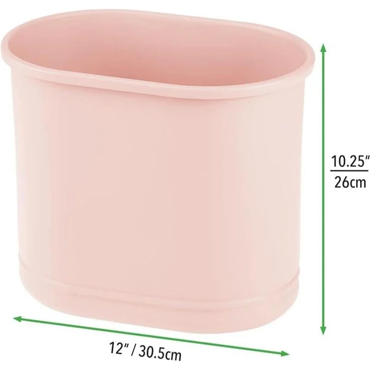 mDesign Mülleimer Abfalleimer Papierkorb Oval 9.5L Metall Rosa platzsparend – Bild 2