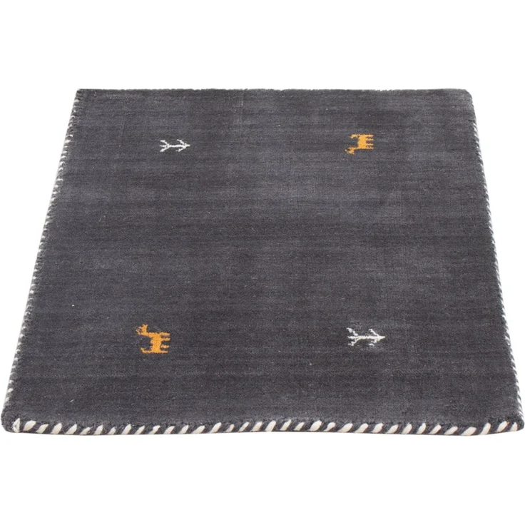 Gabbeh Teppich - Loribaft Softy - 90x60 cm - dunkelgrau – Bild 5