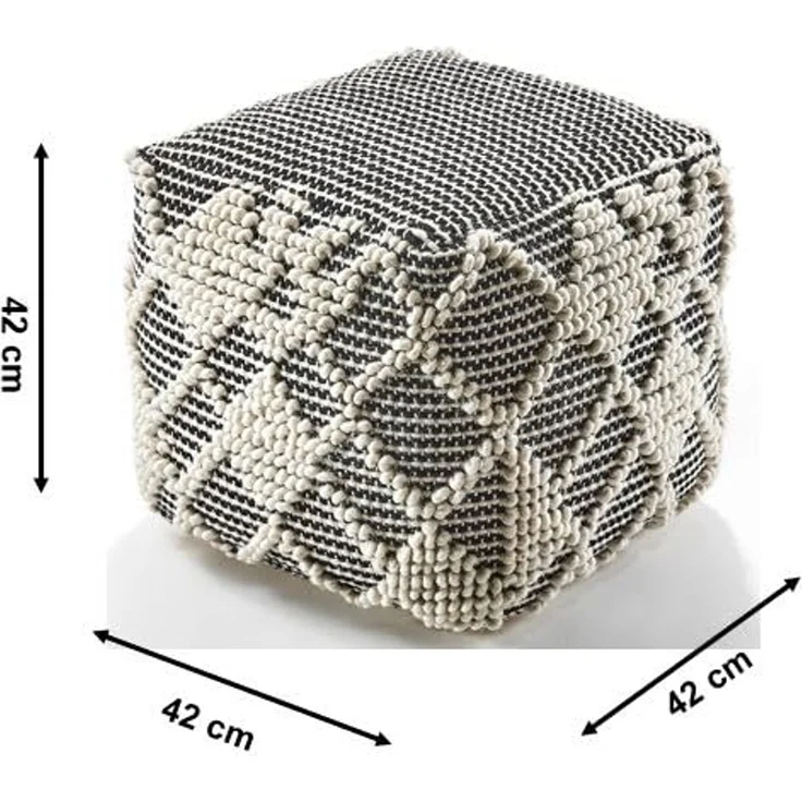 Kobolo Sitzwürfel Sitzpouf Pouf RAJA aus Baumwolle - mit Muster (1 Stück, Nachhaltig) – Bild 3