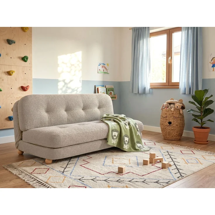 Schlafsofa 2-Sitzer ESBJERG Kunstleinen Beige – Bild 3