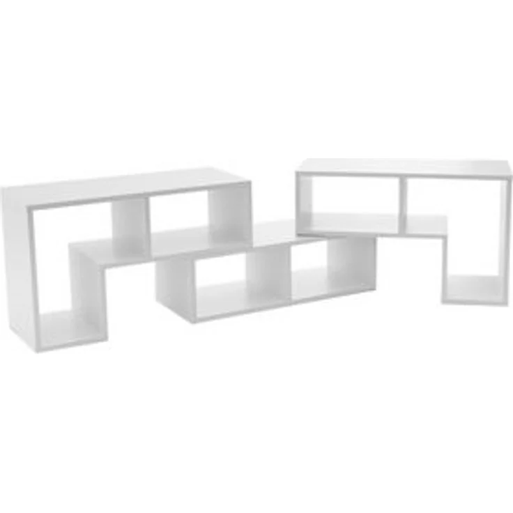 COSTWAY Fernsehschrank Holz 3-teilig, Frei Kombinierbar, Fernsehtisch für TVs bis zu 65", Eckregal Ausziehbar, TV Lowboard TV Schrank, Multifunktionaler Bücherregal, Aufbewahrungsregal (Wei?) – Bild 6