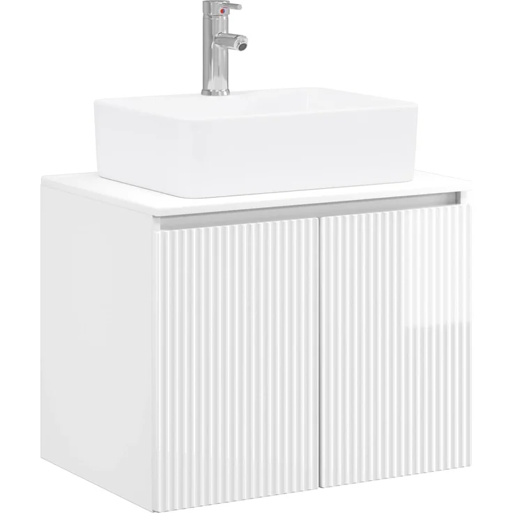 vidaXL Waschbeckenschrank Hochglanz Weiß 62,5 x 44,5 x 80 cm 3404324 – Bild 2