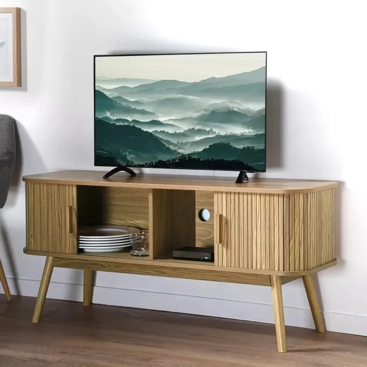 Casâme TV-Möbel 2 Schiebetüren L119 cm - ERNEST - Helles Holz – Bild 2