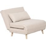 HOMCOM Sessel Rückenlehne Liege, Leinenimitat Tannenholz, Cremeweiß, 94 x 78 x 80 cm (2-Sitzer Sofa, 1-St, 1 x Einzelschlafsofa), mit Bettfunktion