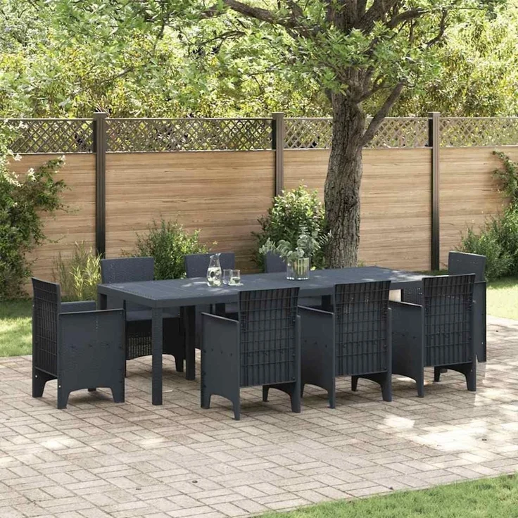 vidaXL Gartentisch Anthrazit 250 x 100 x 73 cm Poly-Rattan 3378516 – Bild 2