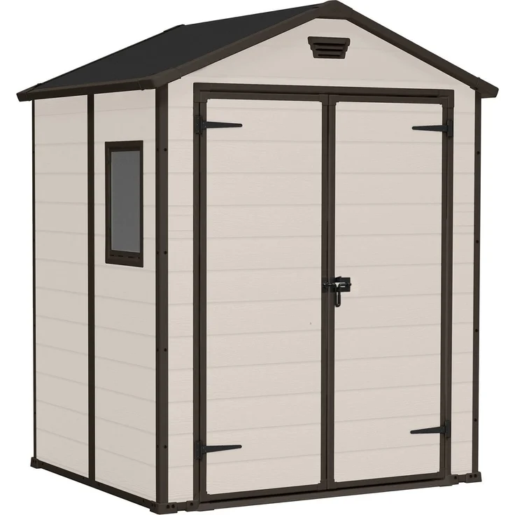 Dmora Gartenhaus Cranbrook, Gartenhütte, Gartenhaus, Werkzeugschuppen, 185x152 h226 cm, Beige – Bild 1