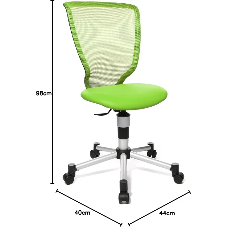 Topstar 71487S05 Titan Junior, Schreibtischstuhl, Netzrückenlehne und Bezugsstoff grün & 6991 Rollenset, Hartbodenrollen für Bürostuhl, Rollenset = 5 Rollen für Schreibtischstuhl, schwarz – Bild 3