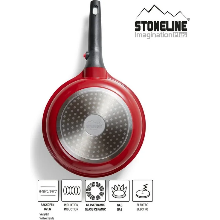 STONELINE Bratpfanne SMART 24 cm, rot, abnehmbarer Griff, Induktion, Aluminiumguss (1-tlg)