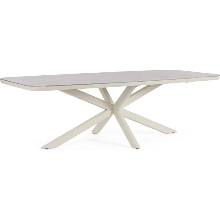 Gartenesstisch Isacco aus Aluminium und Stein, modern, rechteckig, beige Pelikan, 240x110 cm, für 6–8 Personen – Bild 1
