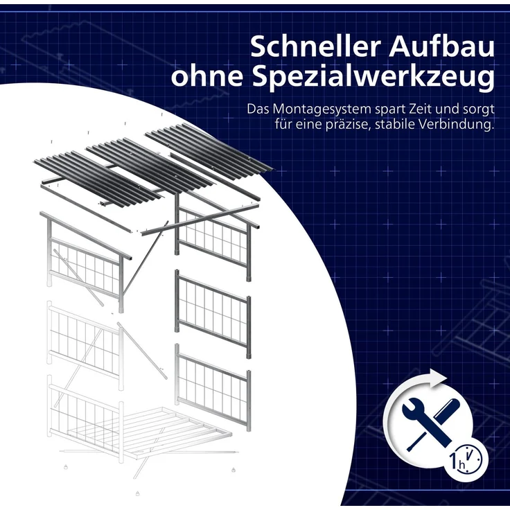 CLP Brennholzregal Macon mit Dach wetterfest Metall verzinkt,Farbe:metall;Set-Inhalt:Brennholzregal – Bild 6