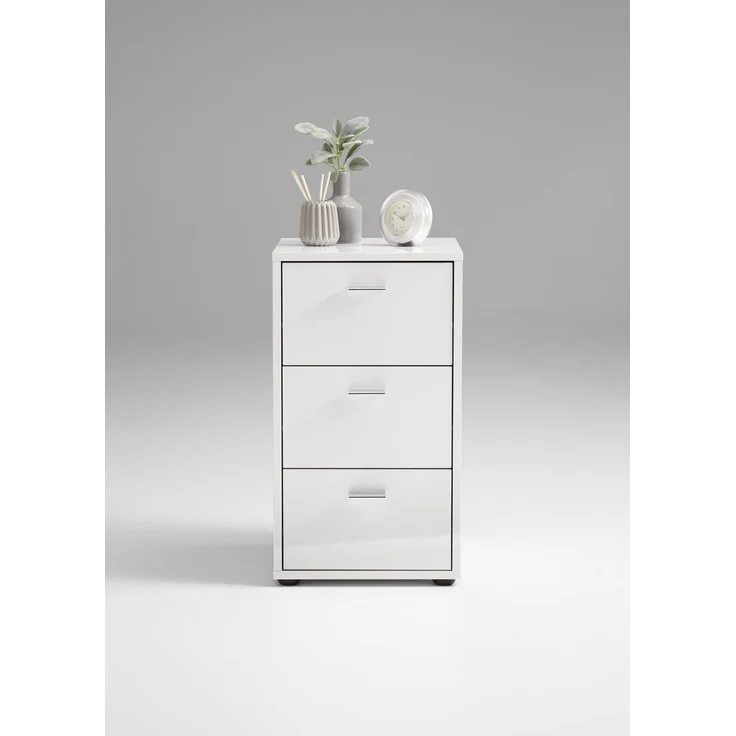 Nachtkonsole >VIRGINIA 1 UP< in hochlanz weiß - 35x62,4x39,9cm (BxHxT) – Bild 6