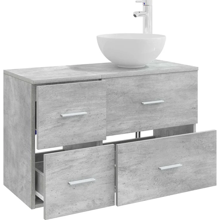 vidaXL Badezimmerschrank-Set 2 stk. Betongrau 79,5 x 41 x 80 cm 3403955 – Bild 3
