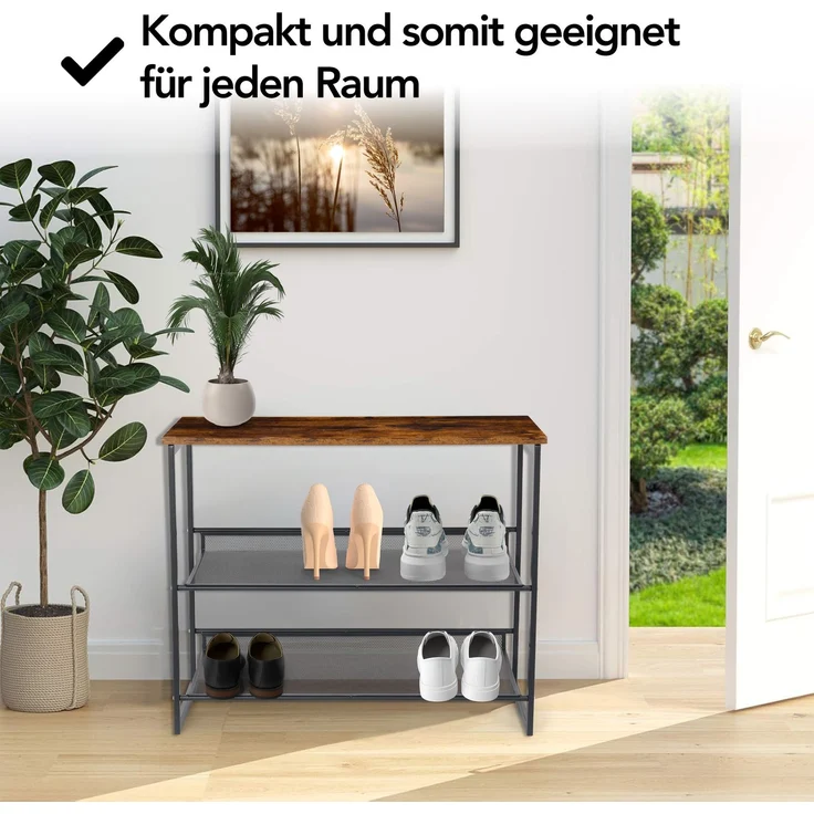 Brixy Schuhregal - Industrie - Holz - Metall - 64x30x52cm - Vintage - Schuhschrank - Braun/Schwarz, blacks, 30 x 64 x 52 cm – Bild 8