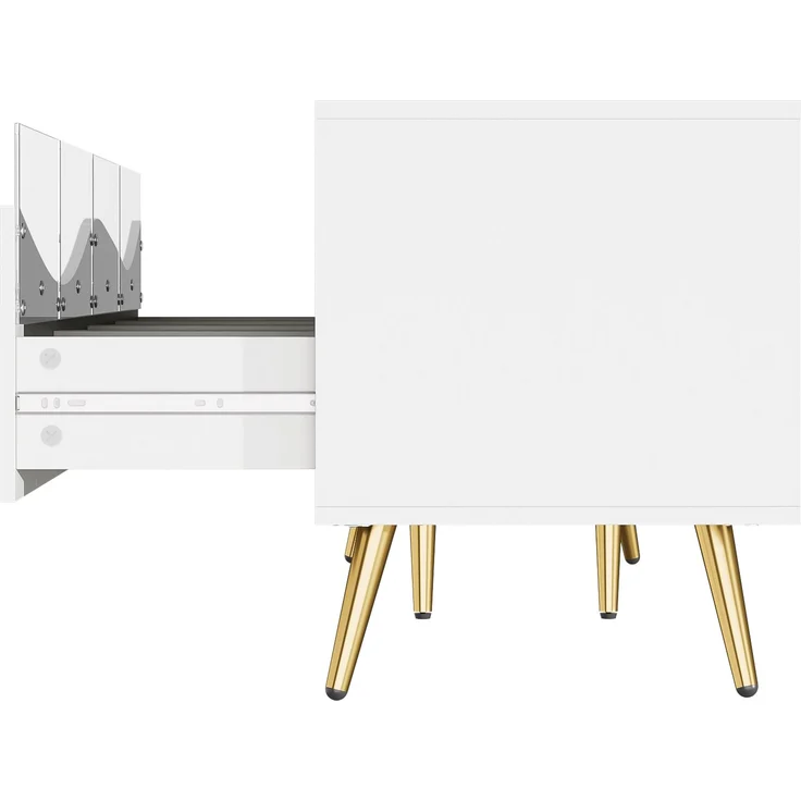 TV-Schrank mit LED, Lowboard 180 cm, Fernsehtisch weiß, Glasfront, Stauraum, Kabeldurchführung, Wohnzimmer – Bild 8