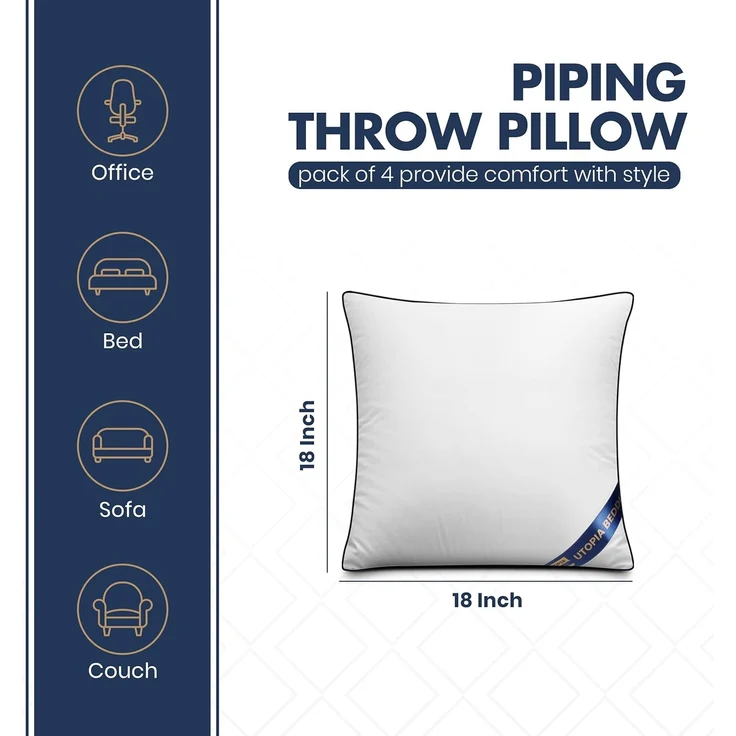 Utopia Bedding Kissen, Kissenfüllung für Bett und als Dekokissen, Sofakissen, Zierkissen für Couch (4, Weiß, 45x45 cm) – Bild 2