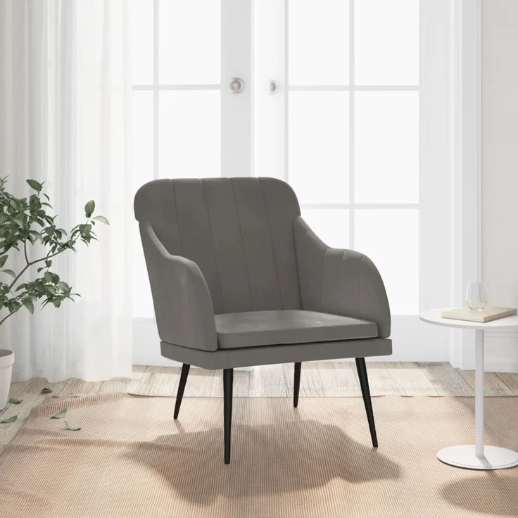 Sessel wohnzimmer, Relaxsessel Dunkelgrau 63x76x80 cm Samt – Bild 1