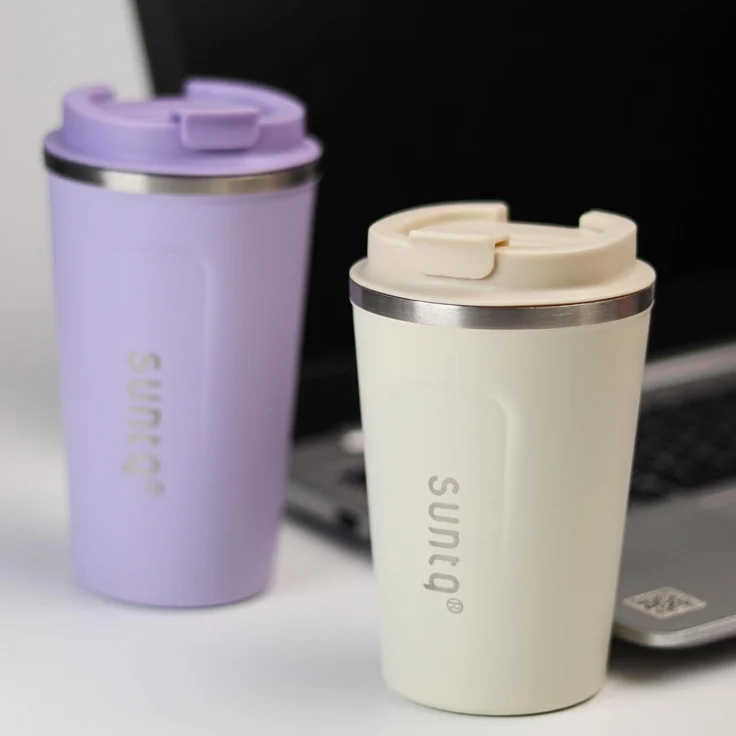 Edelstahl Kaffeebecher to go Thermobecher Doppelwand Isoliert Grün 380ml – Bild 6