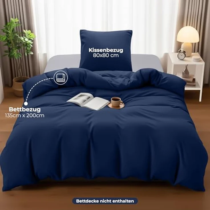 Utopia Bedding Bettwäsche 135x200 Set - Mikrofaser Bettbezug 135x200 cm + 1 Kissenbezug 80x80 cm -Blu Navy – Bild 4