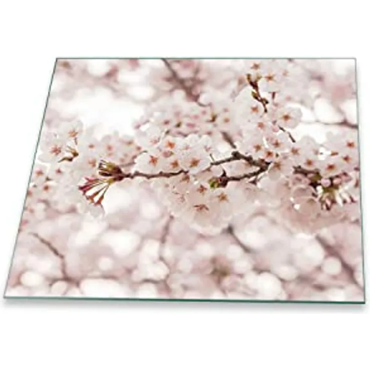 Herdabdeckplatte Abdeckung Ceranfeld Abdeckplatte Schneidebrett 1-Teilig 60x52 Kirchblütenbaum Rosa Spritzschutz Glasplatte Ceranfeldabdeckung Schutz Herdschutz Sicherheitsglas Glasschneidebrett