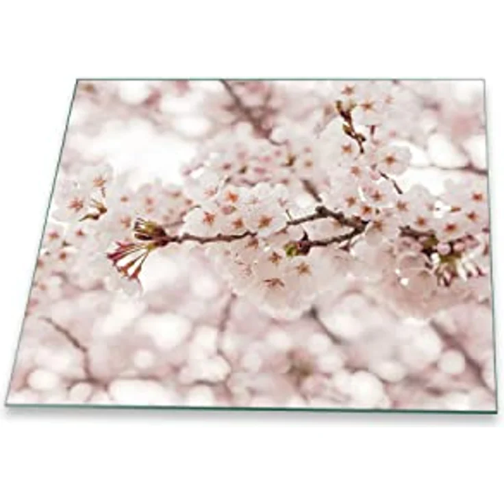 Herdabdeckplatte Abdeckung Ceranfeld Abdeckplatte Schneidebrett 1-Teilig 60x52 Kirchblütenbaum Rosa Spritzschutz Glasplatte Ceranfeldabdeckung Schutz Herdschutz Sicherheitsglas Glasschneidebrett – Bild 1