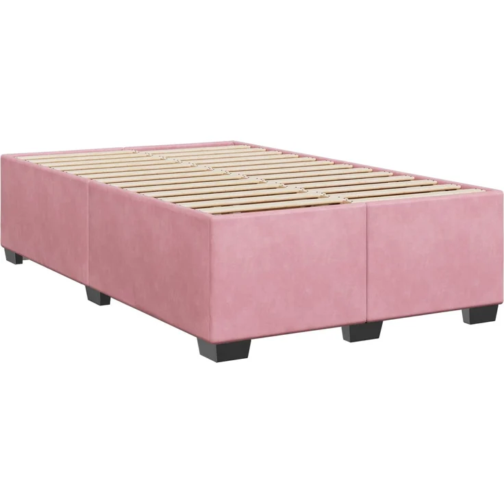 vidaXL Boxspringbett mit Matratze mit Kopfteil Rosa 120 x 200 cm Samt 3450691 – Bild 5