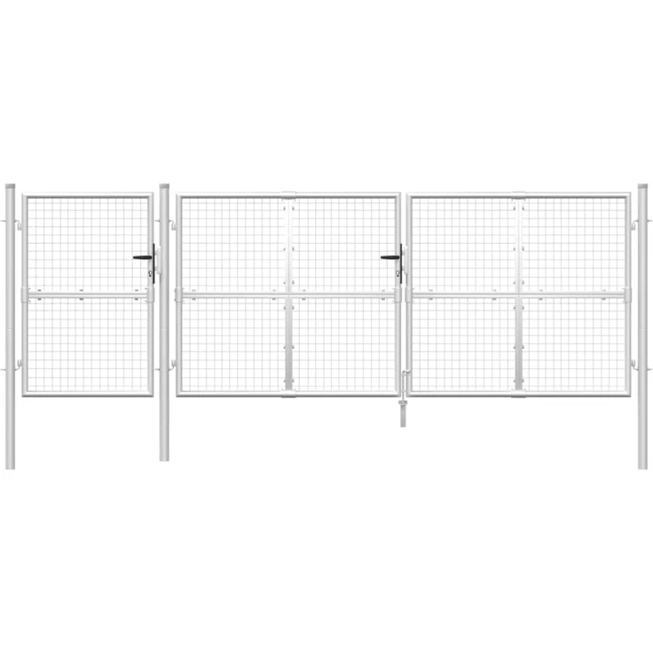 vidaXL Maschen-Gartentor Silber 400x125 cm Verzinkter Stahl 154555 – Bild 4