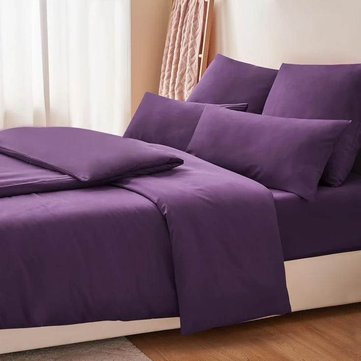 Bettwäsche 135x200 Lila 4teilig Set Mikrofaser Reißverschluss Weich Bügelfrei – Bild 5