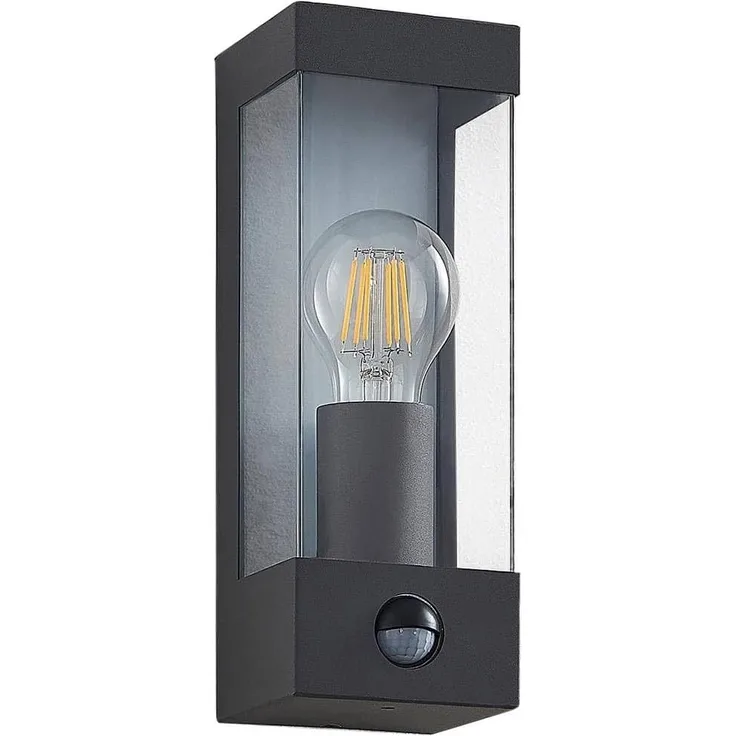 Lindby Außen-Wandleuchte Tilian, Edelstahl Alu IP44mit Bewegungsmelder, 1 x 15 W LED