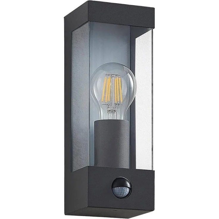 Lindby Außen-Wandleuchte Tilian, Edelstahl Alu IP44mit Bewegungsmelder, 1 x 15 W LED – Bild 1