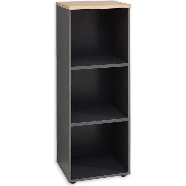 Regal Melanie / Memphis, Holzwerkstoff, Grau, Schwarz, Holzfarben, 45 x 122 x 38 cm