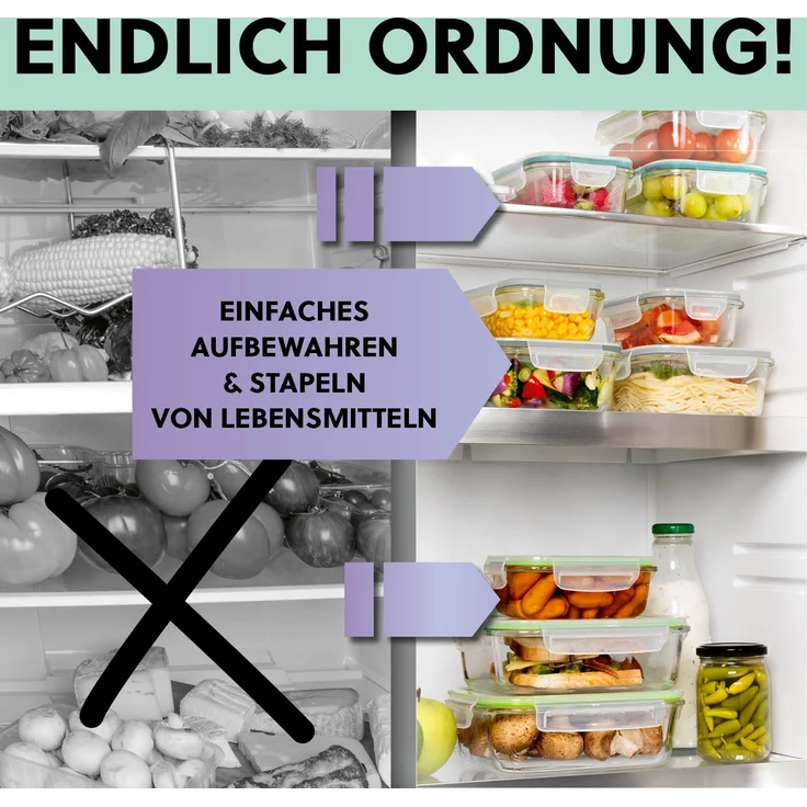 GOURMETmaxx Frischhaltedose, Glas, (12-tlg), lang-anhaltendes Aroma perfekt für gekochte Speisen, Snacks etc. – Bild 7