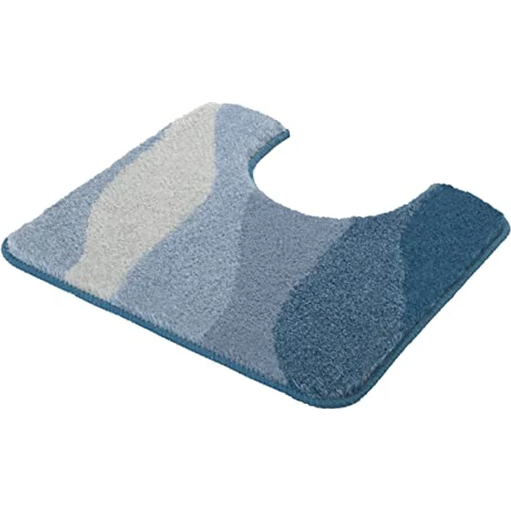 Kleine Wolke Badematte Malena, Badvorleger, Badezimmer Teppich, Höhe 20 mm, rutschhemmend beschichtet, fußbodenheizungsgeeignet, Polyacryl, quadratisch, WC Vorleger mit Ausschnitt, Badteppich, modernes Wellen Design, Farbverlauf, waschbar – Bild 1