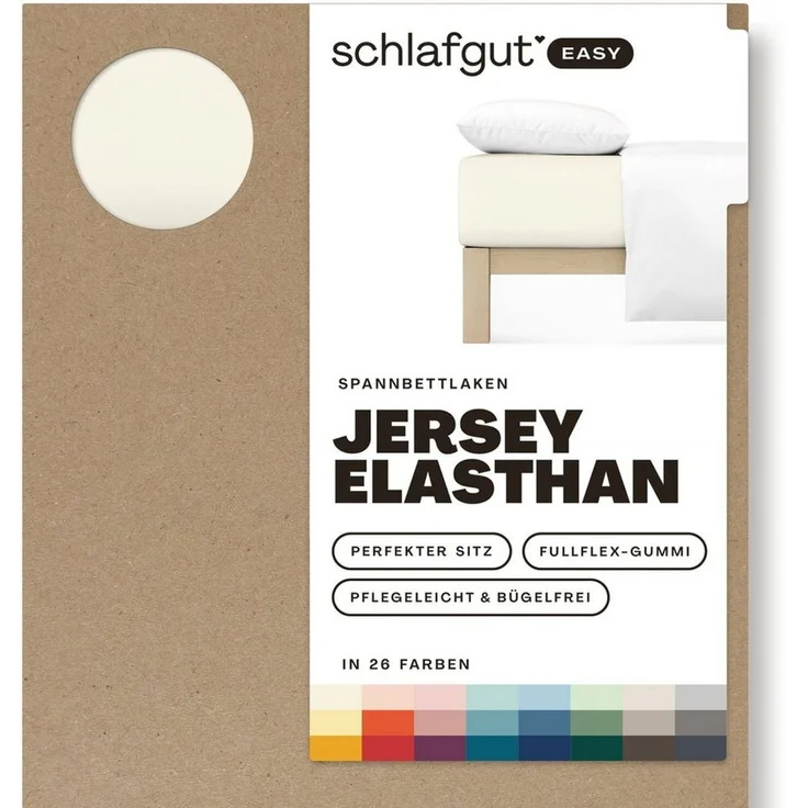 Schlafgut 'Easy' Spannbettlaken, MADE IN GREEN by OEKO-TEX®, Gummizug: rundum, Jersey Elasthan, Yellow Light, XL 180x200 cm - 200x220 cm – Bild 4