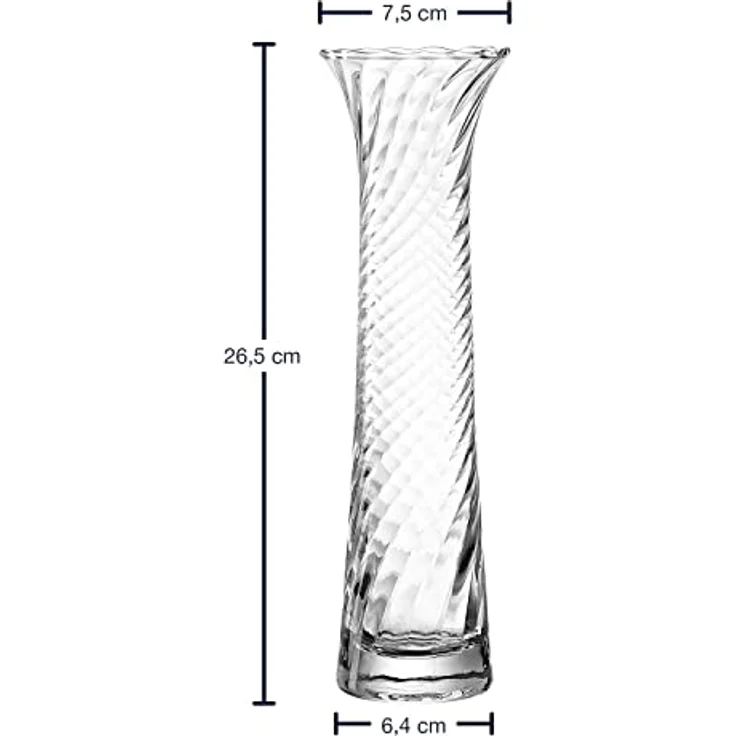 LEONARDO RAVENNA Solifleurvase, handgefertigte geschwungene Glasvase mit 3D Veredelung für Einzelblumen, Unikat, Höhe 26,5 cm, transparentes Klarglas, 018611 – Bild 3