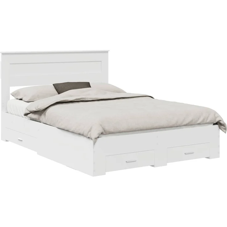 vidaXL Bettrahmen mit Kopfteil Weiß 160 x 200 cm Holzwerkstoff 3409966 – Bild 1